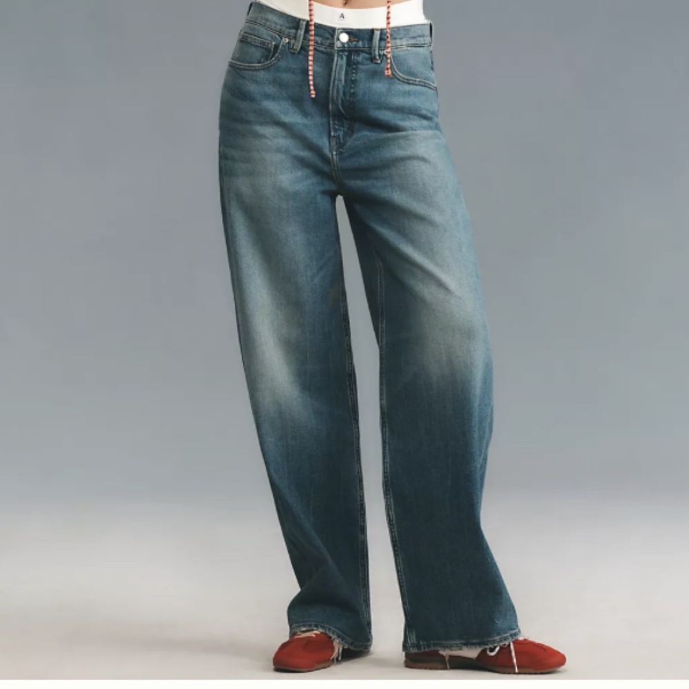 Good American Good Standard High-Rise Baggy Jeans in Dark Denim